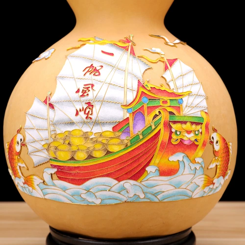 Ремесла украшения естественные большие тыквы, один гладкий офис, дары, красочный песок, мастерство, украшение дома, фэн -шуй