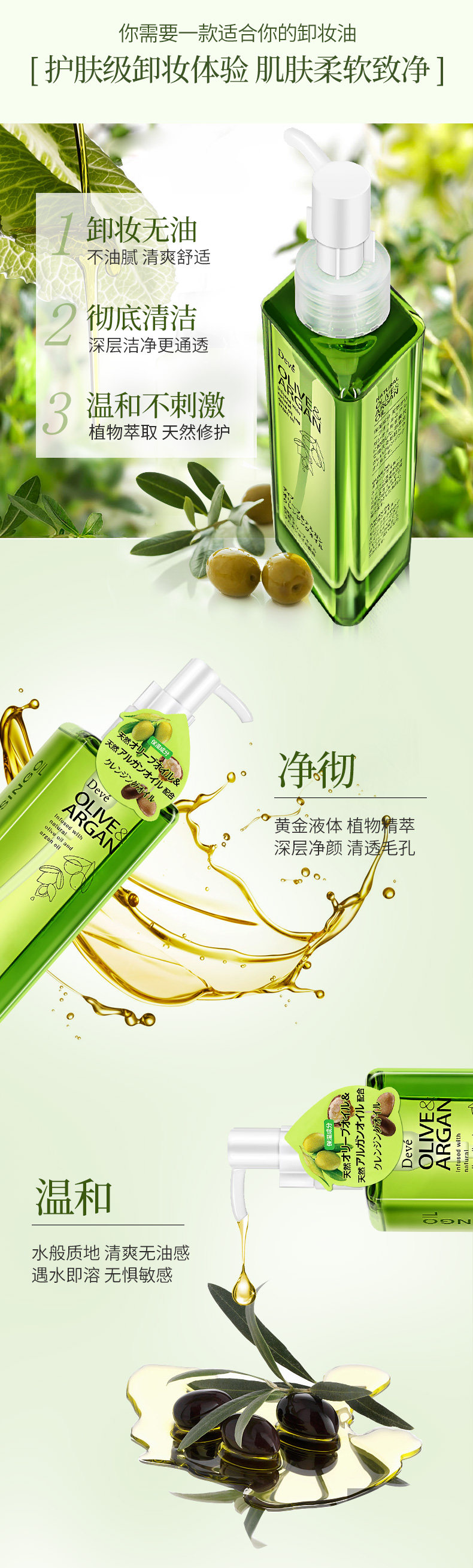 日本原装进口 熊野油脂 眼唇脸部三合一温和卸妆油 200ml 图2