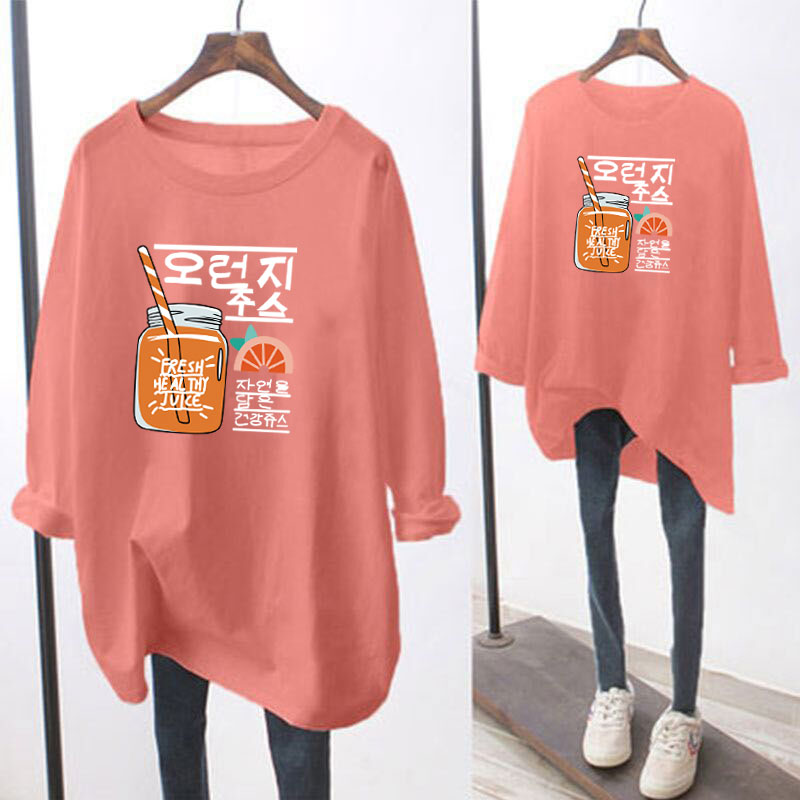 Pregnant woman Autumn loaded pure cotton thin section Long sleeve blouse with long version loose necroptywear spring autumn new outwear undershirt T-shirt