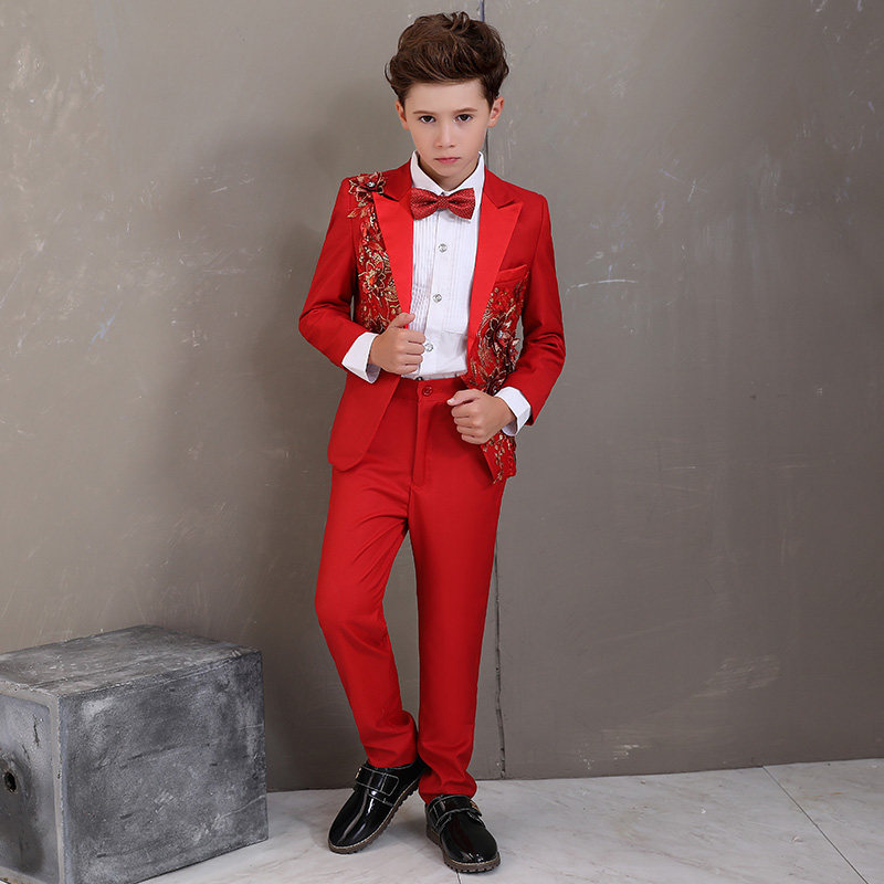 Children's model catwalk costume boy suit small suit suit handsome performance piano little host dress
