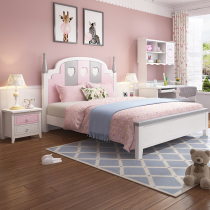 Modern simple solid wood childrens bed Girl princess bed 1 5 meters girl bed Storage girl single bed Solid wood bed