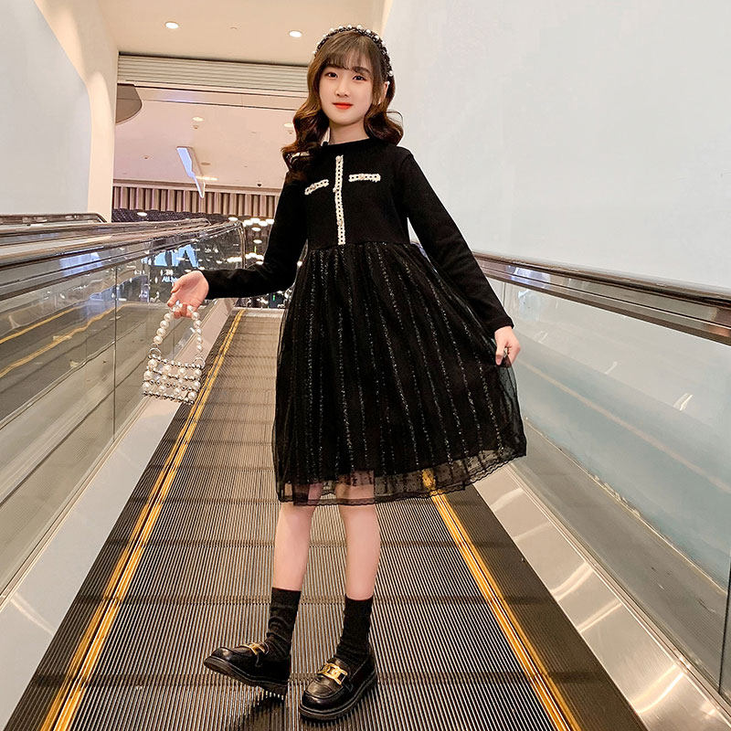 Girl Foreign Dress Autumn Dress Long Sleeves 2022 New Foreign Pie Girl Great Boy Spring Autumn Princess Dress Children Suit Skirt