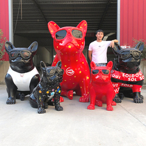 Outdoor large creative dog model French bulldog sculpture French bucket ornaments Net red shop bar cafe decoration