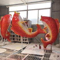 FRP painted carp sculpture Koi sculpture lucky goldfish model large ornaments decorations can be customized