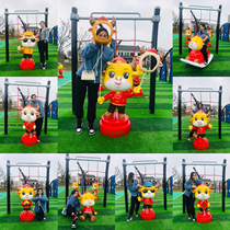 2021 New Year decoration scene layout Cartoon cow doll sculpture New Years Day Spring Festival Ox Year door landing large ornaments