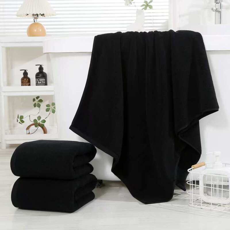 Pure Black Towel, Small Square Towel, Large Bath Towel, Hotel Special for Traditional Chinese Medicine Fire Therapy, Thickened for Home Use, Soft Like Stream Water, Does Not Shed Lint