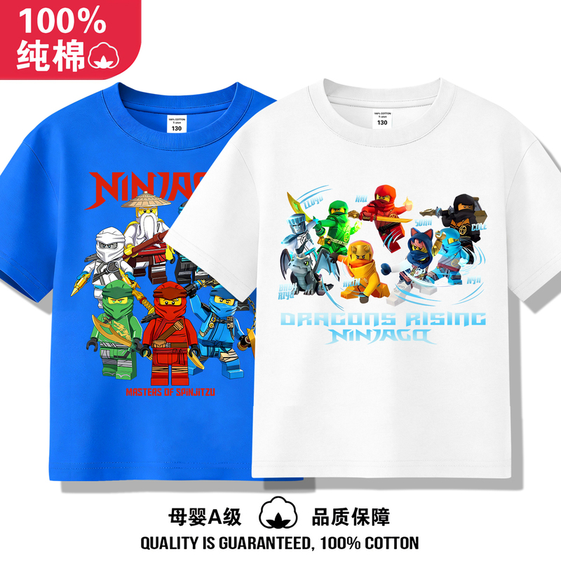 Ninjago Children's T-Shirt Short Sleeve 2026 New Summer Model Loose Fit Boys' Pure Cotton Top