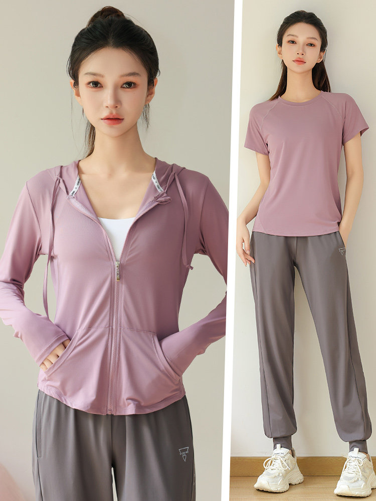 Women's Athletic 2-Piece Set – Fast-Drying Running Jacket + Yoga Top, Perfect for Spring/Summer Morning Jogs, Gym Workouts & Casual Fitness
