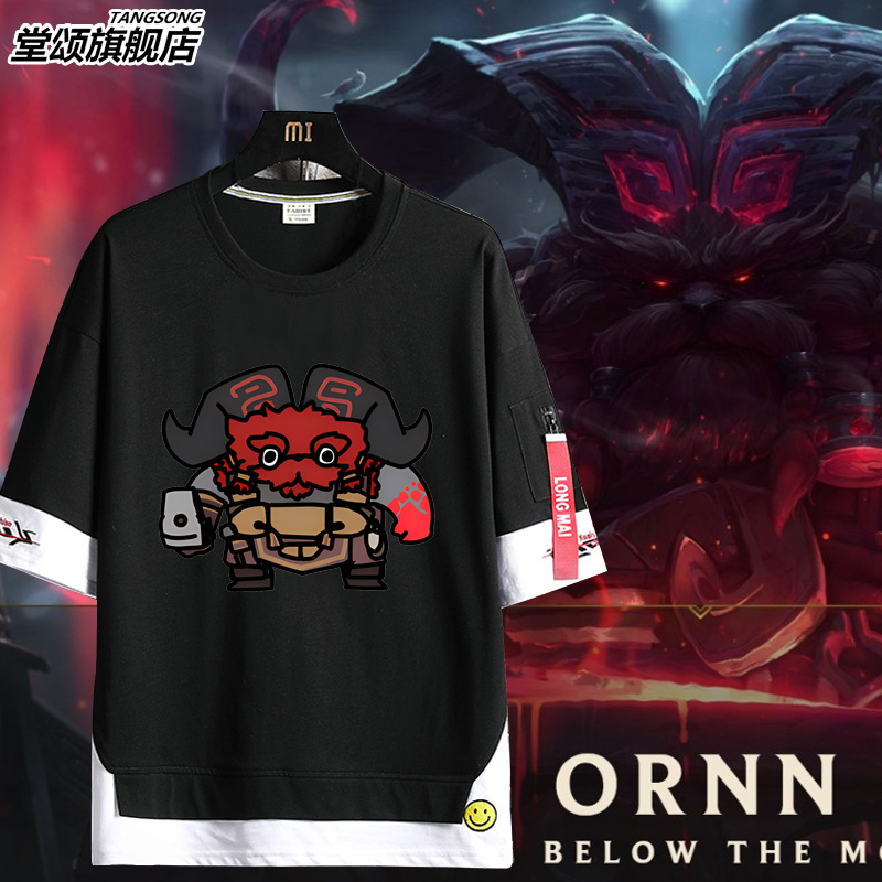 Hero Lol League of Legends Game Ornn Goat Co-Branded Trendy Brand Clothing for Men and Women, Couple Casual Pure Cotton Short-Sleeve T-Shirt for Summer Hero Lol League of Legends Game Ornn Goat Co-Branded Trendy Brand Clothing for Men and Women, Couple Casual Pure Cotton Short-Sleeve T-Shirt for Summer