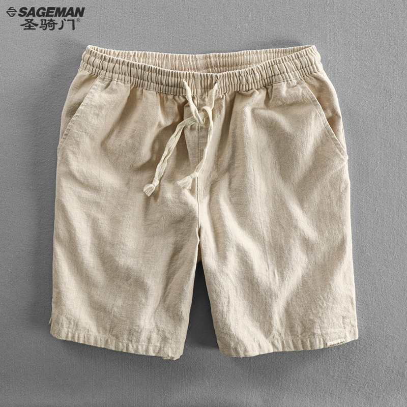 Ramie Shorts for Men, Summer Lightweight Breathable Linen Five-Point Shorts, High-End Linen Material, Comfortable Cotton-Linen Casual Pants, Versatile