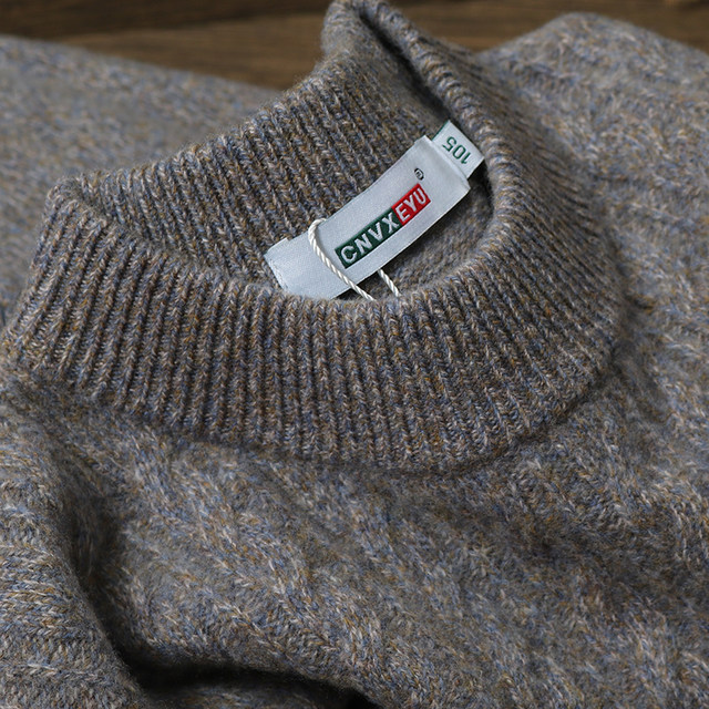 Heavyweight thickened warm 100% merino wool sweater for men