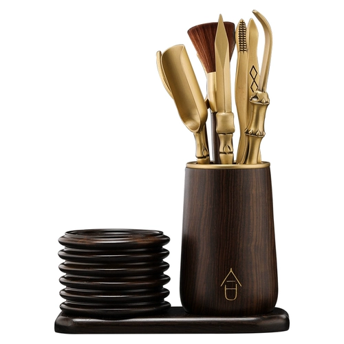 Магазин обратно, прошел тысячу четырехлетнего магазина JKV Tea Ceremony Six Gentleman Sets of Ebony Cushion, Pure Copper Six Gentleman Tea Tea Tea Tea Set Set