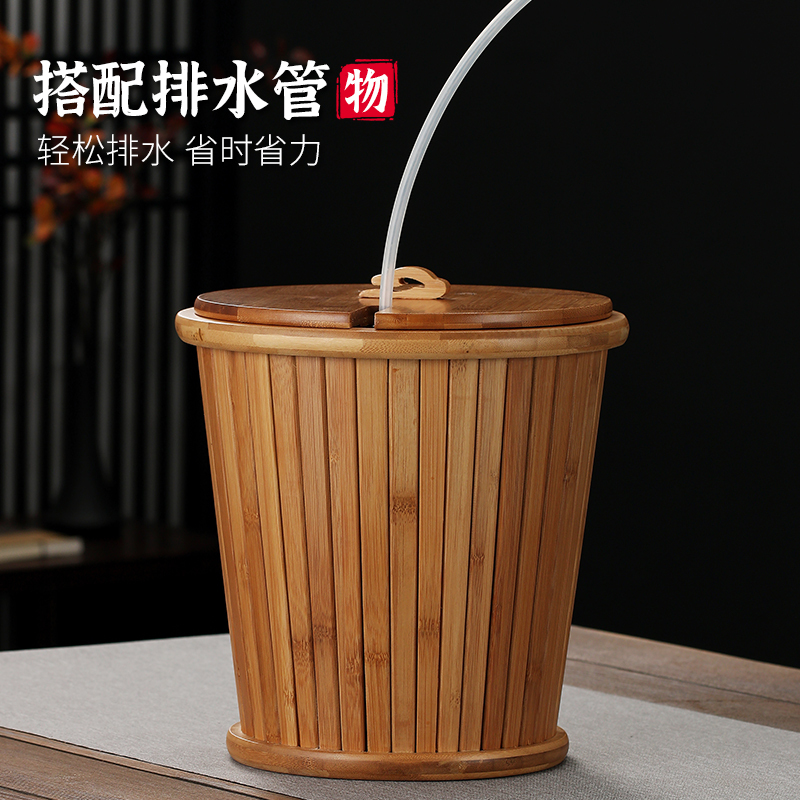 Jkv Tea Water Bucket, Tea Residue Bucket, Bamboo Waste Water Bucket, Household Tea Table Trash Can, Tea Accessories, Filter Tea Drainage Bucket