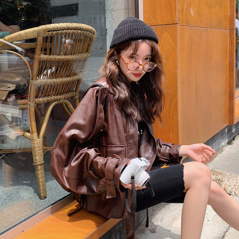 The new Korean Lady of the autumn and winter 2022 - winter wind sheep leather jacket short coat
