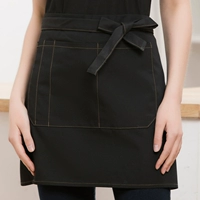 YL215 маленький полуфартук с прострочкой, черный