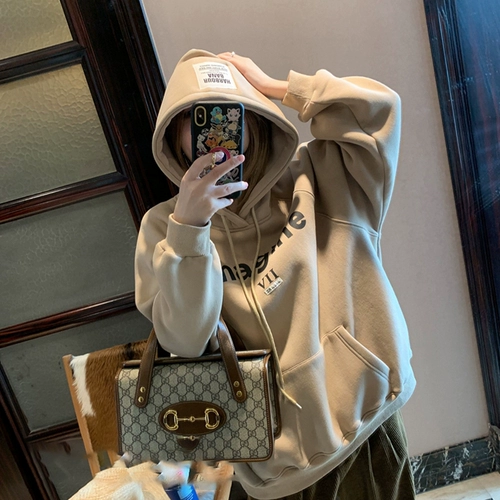 Оранжевая утепленная демисезонная сексуальная толстовка с капюшоном, коллекция 2023, в корейском стиле