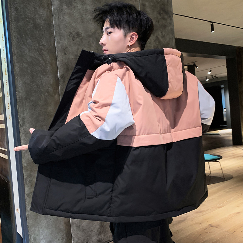 冬季棉衣男休闲短款工装外套韩版潮流撞色棉服潮牌学生加厚棉袄子