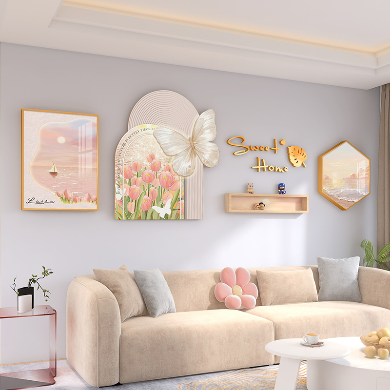 Nordic Style Living Room Decorative Painting, Modern Minimalist Creative Sofa Background Wall Hanging Painting, New Cream Style Combination Wall Art