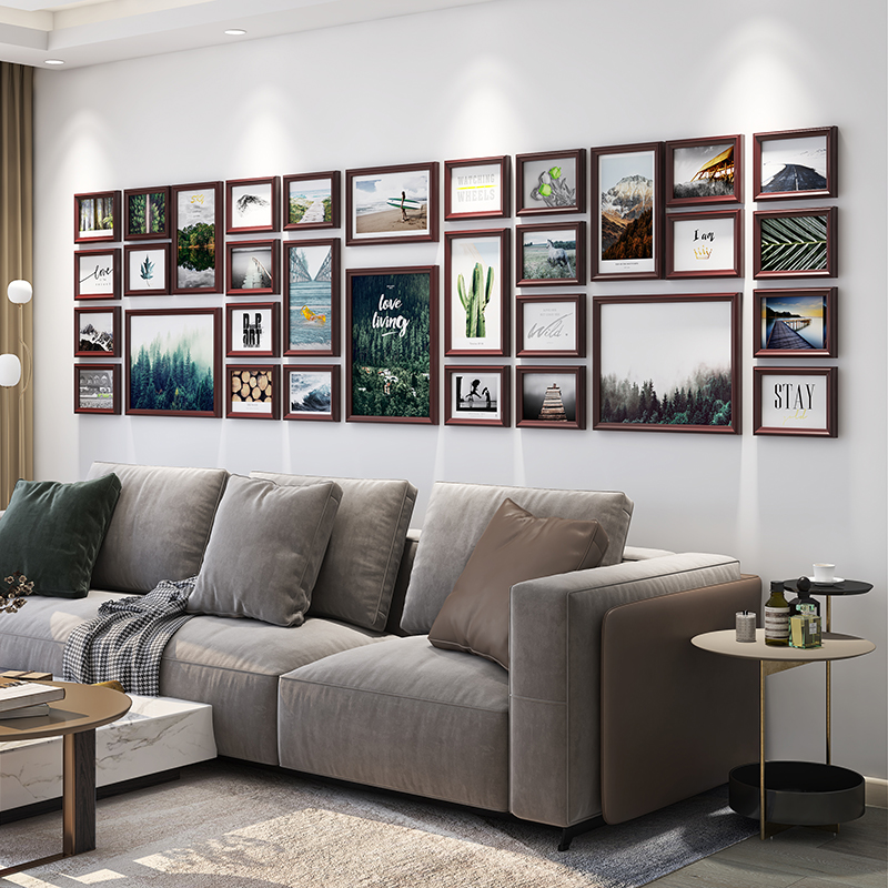 Living Room Background Wall Photo Wall Company Team Staff Wind Mining Photo Frame Hanging Wall Combined Eurostyle Photo Wall Free of punch