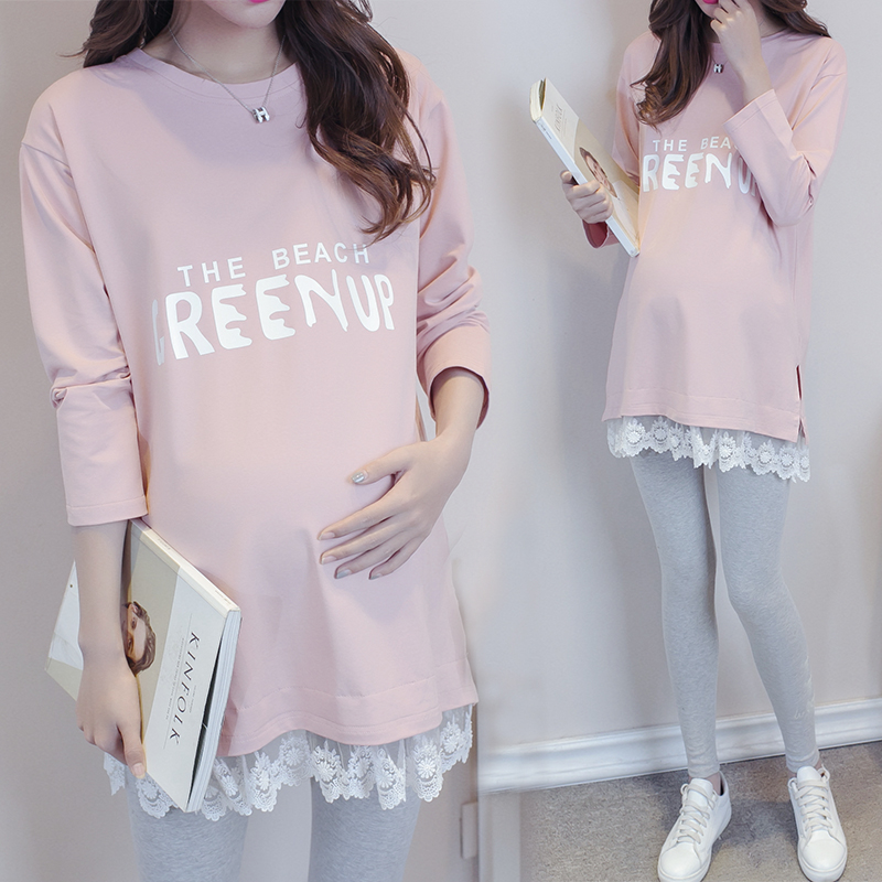 Pregnant women autumn tops 2020 spring and autumn fashion fat MM200 catty plus-size suit loose T-shirt dress tide