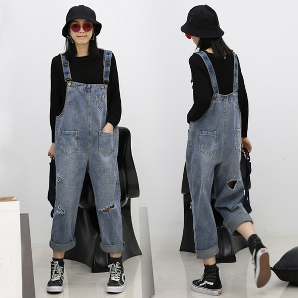 2022 pregnant women spring and autumn summer overalls fashion denim large size plus fat plus size 200 catties shoulder strap one-piece pants