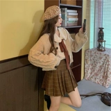 Осенняя рубашка, платье, свитер, комплект, студенческая юбка в складку, популярно в интернете, подходит для подростков, в западном стиле, 3 предмета