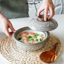 Non-glazed earthen casserole saucepan Clay Dry Burning Sand Pan Guangdong old-fashioned traditional wok Home High temperature resistant small saucepan