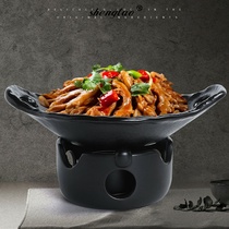 High-temperature resistant ceramic dry pot Home Tableware Suit Hotel Hotel Restaurant Commercial Alcohol Stove Small Fire Boiler Casserole