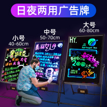  Commercial luminous fluorescent board billboard small blackboard Shop with flash blackboard handwritten advertising board led electronic wall-mounted charging stall Wooden milk tea shop luminous custom nail shop display board