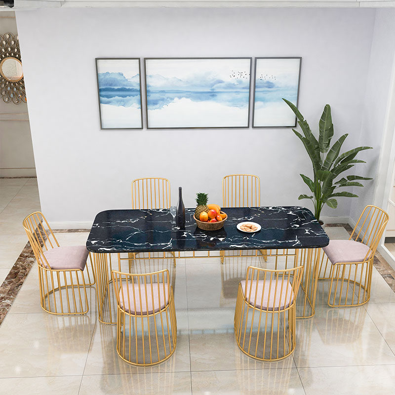 Nordic marble dining table and chair combination modern minimalist dining table light luxury small apartment family four people dining table