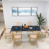 Nordic marble dining table and chairs Combined modern minimalist dining table light extravagant family Four for dinner table