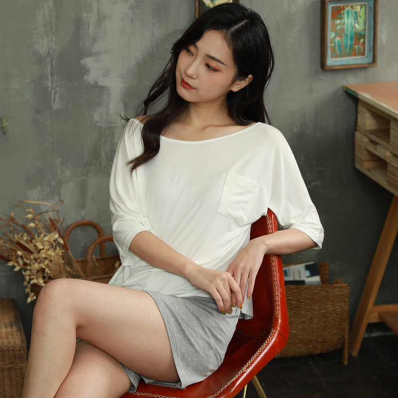 Silky Lenzing modal short-sleeved shorts pajamas pants set loose bat sleeve two-piece simple home clothes women's summer