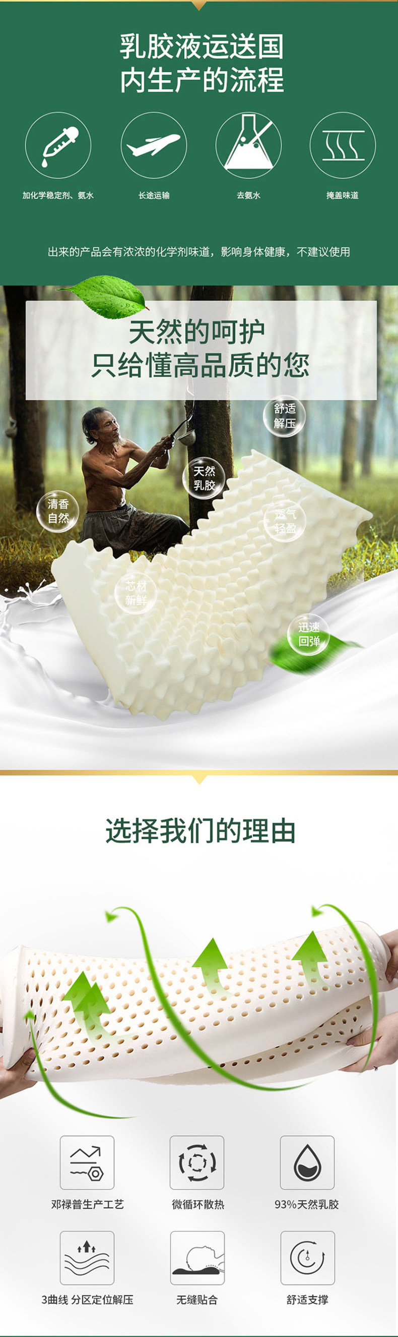 泰国总理推荐品牌 jsylatex 93%天然乳胶枕 图3