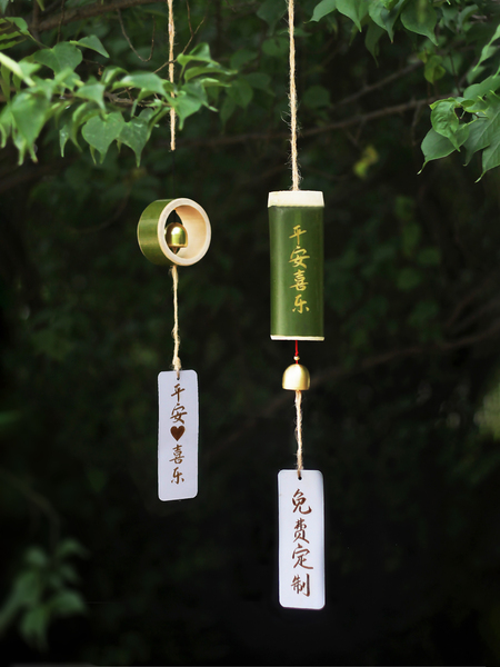 竹风铃挂饰户外中式古风竹筒风铃铛国风幼儿园环创手工装饰品竹子