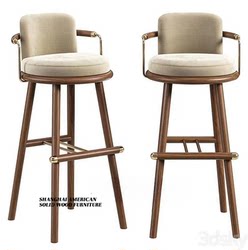 American-Style Solid Wood Bar Chairs, Modern and Stylish Bar and Cafe Bar Stools, Creative High Stools, Front Desk Reception Bar Stools