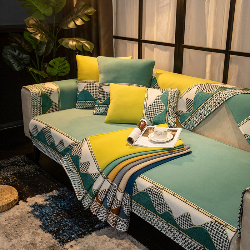 Sofa cushion four seasons universal light luxury high-end non-slip simple new Chinese style living room leather sofa cover full cover towel