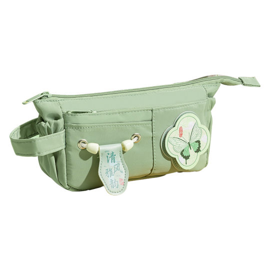 Portable Chinese style Velcro pen bag with high appearance and large capacity for girls 2025 new stationery box for girls transparent