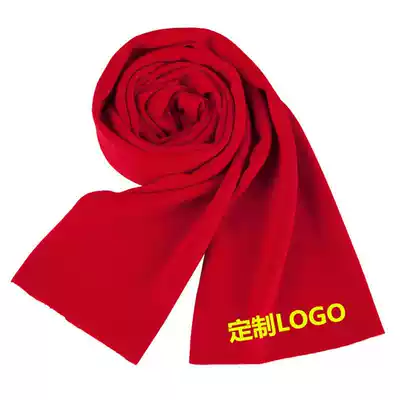 Big red scarf custom logo embroidery China Red annual opening wedding celebration party scarf autumn and winter