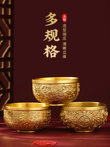 Copper and gold ornaments spoon blessing bowl tribute purified water offering rice bowl fortune three-piece set brass gold bowl chopsticks hundred chopsticks wedding