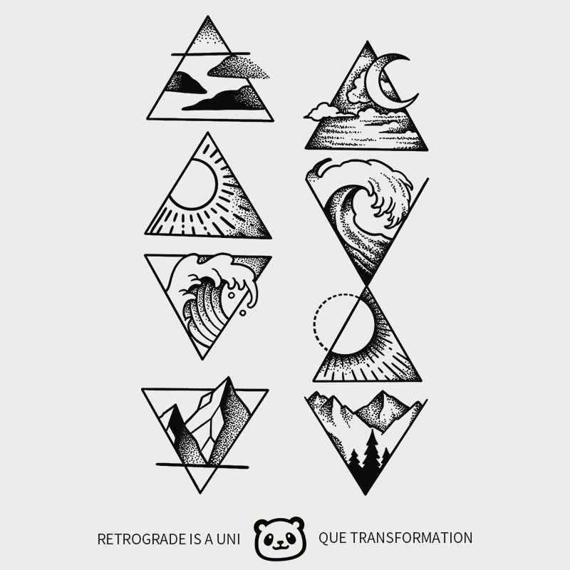 Xm&Xp Geometric Sun, Moon, Mountain, River, and Herbal Tattoo Stickers, Waterproof, Long-Lasting, Personalized Arm Semi-Permanent Realistic Small Tattoos