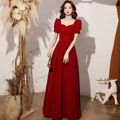 Toast, bride, wine, usually wear engagement dress, married little satin dress dress women Summer