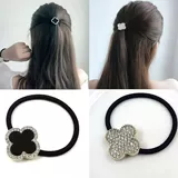 Резинка для волос, черный хвостик, чехол, аксессуар для волос, Южная Корея, четырехлистный клевер, в корейском стиле