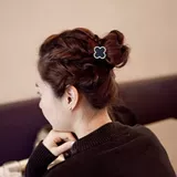 Резинка для волос, черный хвостик, чехол, аксессуар для волос, Южная Корея, четырехлистный клевер, в корейском стиле