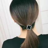 Резинка для волос, черный хвостик, чехол, аксессуар для волос, Южная Корея, четырехлистный клевер, в корейском стиле