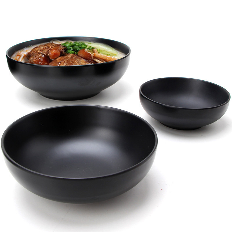 Black Barbecue Bibimbap Bowl, Korean-Style Plastic Commercial Mutton Noodle Bowl, Imitation Porcelain Cold Noodle Bowl, Spicy Hot Pot Bowl, Melamine Tableware