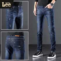 GOOMIL LEE autumn jeans mens straight Korean slim casual small feet long pants stretch trend business