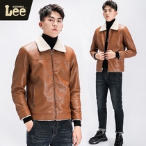 GOOMIL LEE spring autumn sheep leather leather mens lapel motorcycle leather jacket Lamb hair plus velvet coat