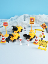 Bake cake decoration yellow excavator bulldozer Kid doll ornament engineering car theme birthday cake