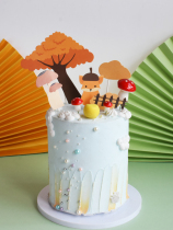 Birthday cake decoration flag insertion cute animal Mushroom forest Sunflower Cottage baking cake Fathers Day plugin
