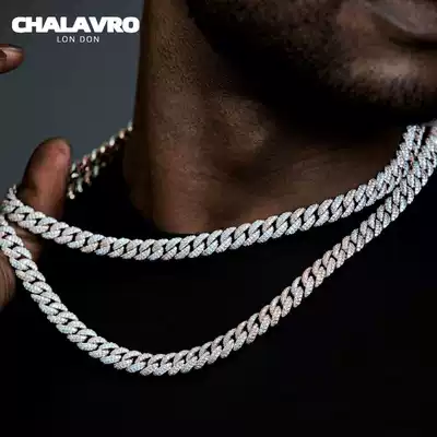 CHALAVRODW Cuban chain plated 18K gold full diamond necklace collarbone neck necklace Wang Jiaer with choker
